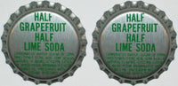 Soda pop bottle caps Lot of 25 HALF GRAPEFRUIT HALF LIME plastic new old stock