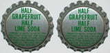 Soda pop bottle caps Lot of 12 HALF GRAPEFRUIT HALF LIME plastic new old stock