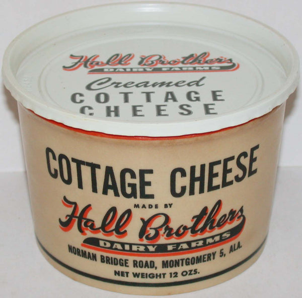 Vintage container HALL BROTHERS DAIRY FARMS Cottage Cheese Montgomery Alabama