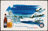 Vintage placemat HAMMS BEER dated 1965 bottle and mug snow scene unused n-mint+