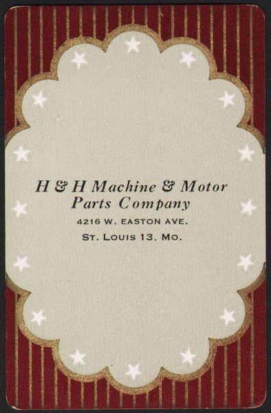 Vintage playing card H and H MACHINE and MOTOR PARTS COMPANY St Louis Missouri