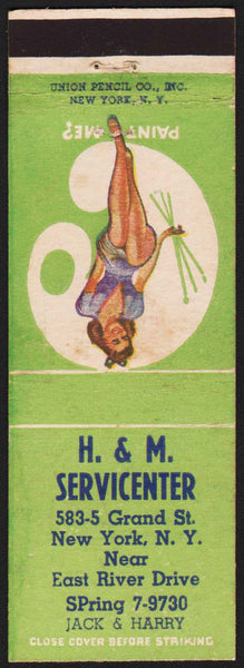Vintage matchbook cover H and M SERVICENTER with girlie pictured New York NY