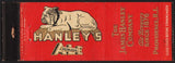 Vintage matchbook cover HANLEYS ALE beer bulldog James Hanley Co Providence RI