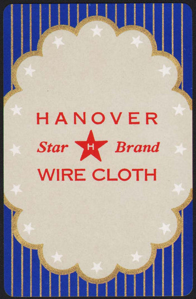 Vintage playing card HANOVER WIRE CLOTH blue background Star Brand Pennsylvania