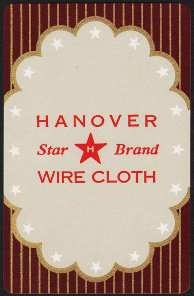 Vintage playing card HANOVER WIRE CLOTH maroon background Star Brand Pennsylvania