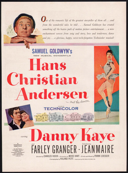 Vintage magazine ad HANS CHRISTIAN ANDERSON movie 1952 full color Danny Kaye