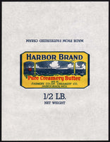 Vintage wrapper HARBOR BRAND BUTTER lighthouse Farmers Co-op Harbor Beach Michigan