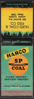 Vintage matchbook cover HARCO SP COAL Hurd Coal and Feed Co Aurora Illinois