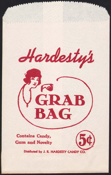 Vintage bag HARDESTYS GRAB BAG candy gum woman pictured Louisville Kentucky n-mint