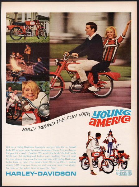 Vintage magazine ad HARLEY DAVIDSON SPORTCYCLE 1966 Rally around young America