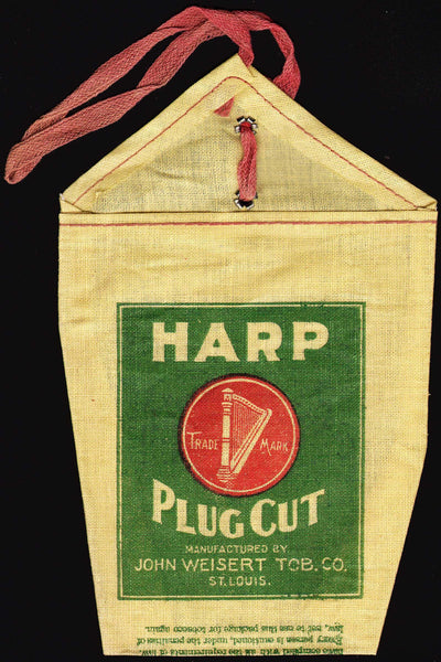 Vintage bag HARP PLUG CUT John Weisert Tobacco St Louis cloth unused n-mint