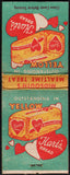 Vintage full matchbook HARTS BREAD with loaf pictured Memphis Tennessee unused