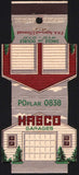 Vintage matchbook cover HASCO GARAGES Holcomb Hoke Reading Ohio die cut Contour