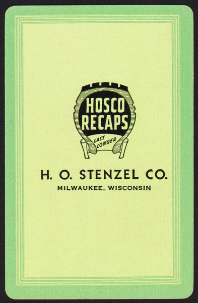 Vintage playing card HOSCO RECAPS tires H O Stenzel Company Milwaukee Wisconsin