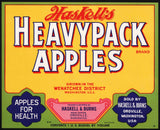 Vintage label HASKELLS HEAVYPACK APPLES fruit crate Burns Oroville Washington