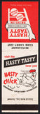 Vintage matchbook cover HASTY TASTY DRIVE IN with sign and Hasty Chick pictured