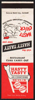 Vintage matchbook cover HASTY TASTY DRIVE IN with sign and Hasty Chick pictured