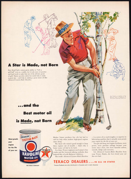 Vintage magazine ad HAVOLINE MOTOR OIL 1954 Texaco Dealers Sam Snead pictured