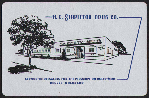 Vintage playing card H C STAPLETON DRUG CO silver building pictured Denver Colorado