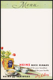 Vintage menu HEINZ RICE FLAKES cereal box pictured 57 Varieties unused n-mint+