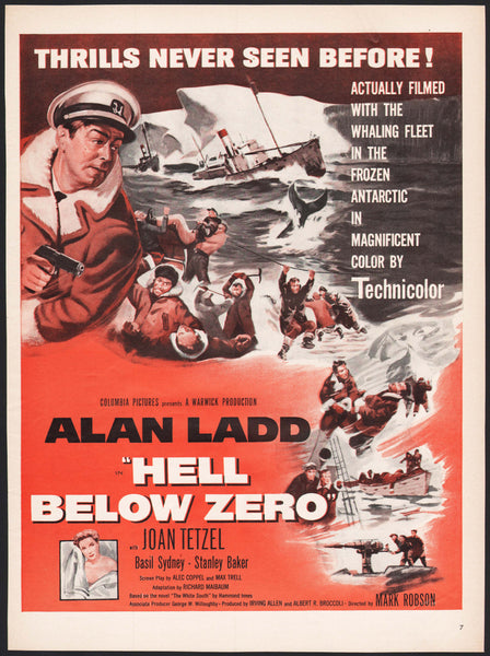 Vintage magazine ad HELL BELOW ZERO movie from 1954 Alan Ladd and Joan Tetzel