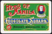 Vintage playing card HERO OF MANILA CHOCOLATE SEGARS Hershey Co Lancaster PA