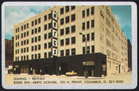 Vintage playing card HERTZ Leasing Rentals Byers building pictured Columbus Ohio