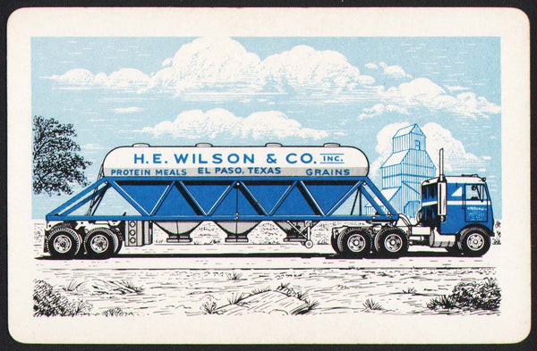 Vintage playing card H E WILSON CO white background truck picture El Paso Texas