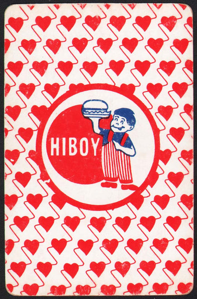 Vintage playing card HIBOY boy holding a hamburger picture Independence Missouri