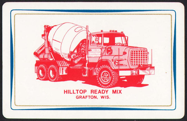 Vintage playing card HILLTOP READY MIX blue border concrete truck Grafton Wisconsin