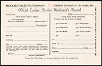 Vintage receipt HILLYARD CHEMICAL CO St Joseph Missouri Official Contract Record