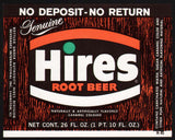 Vintage soda pop bottle label HIRES ROOT BEER Genuine Evanston Illinois unused