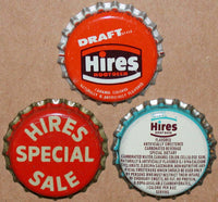 Vintage soda pop bottle caps HIRES ROOT BEER Collection of 3 different unused
