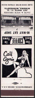 Vintage matchbook cover HI WAY EAT SHOP girlie and building Winona Minnesota
