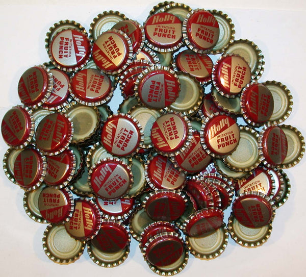 Soda pop bottle caps Lot of 100 HOLLY FRUIT PUNCH plastic unused new old stock
