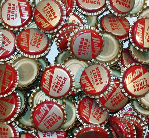 Soda pop bottle caps Lot of 25 HOLLY FRUIT PUNCH plastic unused new old stock