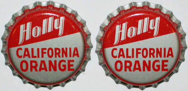 Soda pop bottle caps HOLLY CALIFORNIA ORANGE Lot of 2 unused new old stock