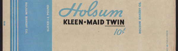 Vintage bread wrapper HOLSUM KLEEN MAID TWIN dated 1935 unused new old stock