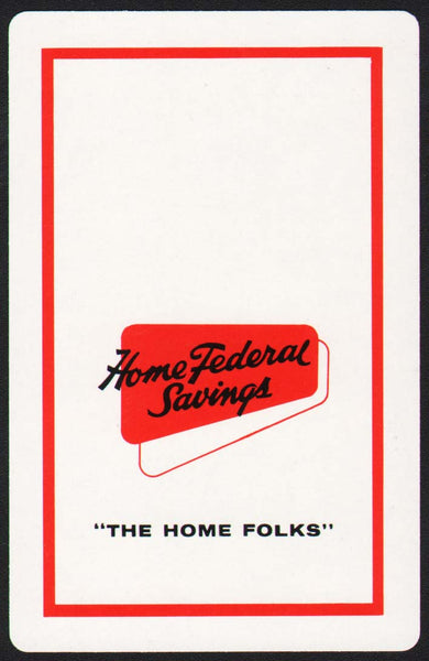 Vintage playing card HOME FEDERAL SAVINGS orange border The Home Folks St Louis