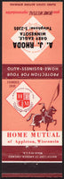 Vintage matchbook cover HOME MUTUAL knight pictured A J Rhoda Grey Eagle Minnesota