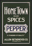 Vintage label HOME TOWN SPICES Pepper large size Allen Rethemeyer St Louis MO