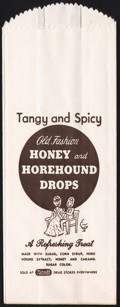 Vintage bag OLD FASHION HONEY and HOREHOUND DROPS couple pictured Rexall unused