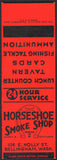 Vintage matchbook cover HORSESHOE SMOKE SHOP Bellingham Wash salesman sample