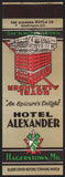 Vintage matchbook cover HOTEL ALEXANDER old hotel pictured Hagerstown Maryland