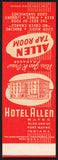 Vintage matchbook cover HOTEL ALLEN Tap Room Fort Wayne Indiana salesman sample