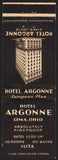 Vintage matchbook cover HOTEL ARGONNE with the old hotel pictured Lima Ohio