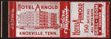 Vintage matchbook cover HOTEL ARNOLD picturing the hotel Knoxville Tennessee