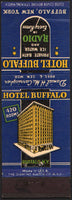 Vintage matchbook cover HOTEL BUFFALO with hotel pictured Buffalo New York