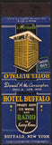 Vintage matchbook cover HOTEL BUFFALO with hotel pictured Buffalo New York