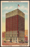 Vintage postcard HOTEL CONTINENTAL Kansas City Missouri picturing the old hotel